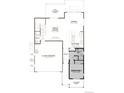 Main floor plan featuring a 2-car garage, great room, kitchen, dining area, bath and bedroom with covered porch at 8223 Rockvale Dr, Littleton, CO 80125
