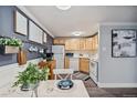 Inviting kitchen area with wooden cabinets, modern appliances, and dining space at 1390 N Emerson St # 106, Denver, CO 80218