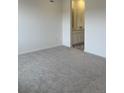 Spacious bedroom with plush carpet and an ensuite bathroom featuring modern vanity and lighting at 14587 W 90Th Ln # B, Arvada, CO 80005