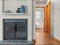 Close up of fireplace and hearth with view to hallway at 10862 Albion Dr, Thornton, CO 80233