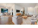 Bright living room featuring hardwood floors, modern furniture, and plenty of natural light at 1460 Belmont Dr, Longmont, CO 80503