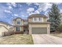 Charming two-story home with a well-maintained lawn and attached two-car garage at 7114 Mountain Brush Cir, Highlands Ranch, CO 80130