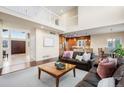 Open-concept layout with living area, kitchen, dining space, hardwood floors, and seamless flow for modern living at 9556 Kemper Dr, Lone Tree, CO 80124