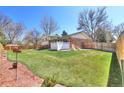 Spacious backyard with a well-maintained lawn and privacy fence, perfect for outdoor entertaining at 8561 E Grand Ave, Denver, CO 80237