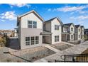 Modern townhome complex featuring stylish exteriors, well-kept landscaping, and community walkways at 16798 W 94Th Way, Arvada, CO 80007
