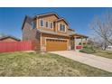 Charming two-story home featuring a well-maintained front yard and a two-car garage at 20229 E Red Fox Ln, Centennial, CO 80015