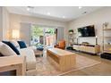 Bright living room with large sliding glass doors, hardwood floors, and contemporary decor at 3103 S Cherokee St, Englewood, CO 80110