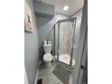 Bathroom featuring a toilet, cabinet, and shower at 10010 Columbine Ct, Thornton, CO 80229