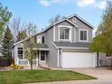 Charming two-story home with a manicured lawn, mature trees, and an attached two-car garage at 5261 S Malta Way, Centennial, CO 80015