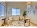 Cozy office featuring large windows, a comfortable chair, and stylish decor on an intricate rug at 7345 S Nucla St, Aurora, CO 80016