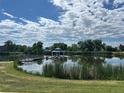 Picturesque pond featuring a charming gazebo, lush greenery, and serene water reflections at 9540 King Way, Westminster, CO 80031