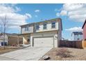 Well-maintained two-story home with a two-car garage, covered porch, and drought tolerant landscaping at 2015 Wildwood St, Lochbuie, CO 80603