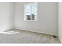 Cozy bedroom with plush carpeting, a large window for ample natural light, and neutral walls at 13695 Emerald Lake St, Parker, CO 80138