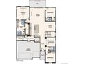 Main level floor plan featuring three-car garage, open kitchen and great room at 13695 Emerald Lake St, Parker, CO 80138