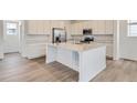 Bright kitchen featuring a large island, stainless steel appliances, and white cabinets for a modern feel at 7260 Waterleaf Trl, Littleton, CO 80125