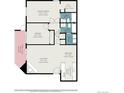 Home floorplan featuring two bedrooms, two bathrooms, dining area, kitchen, and balcony at 904 S Walden Way # 203, Aurora, CO 80017