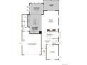 Detailed first floor plan featuring a gourmet kitchen, sunroom, two-car garage, study and great room at 8272 Snake River St, Littleton, CO 80125