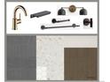 Bathroom 2 features grey marble, a brushed gold faucet, and modern lighting at 2435 S Josephine St, Denver, CO 80210