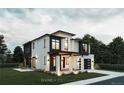 Striking two-story modern home with white brick, black trim, and a welcoming covered entrance at 3530 Fenton St, Wheat Ridge, CO 80212