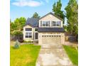 Beautiful two-story home featuring lush green lawn, attached garage, and traditional architectural details at 9898 Tourmaline Ct, Parker, CO 80134