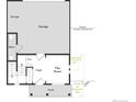 Floor plan showing the flex room, foyer, porch, and garage with a storage area and mechanical room at 46549 Avery Ln, Bennett, CO 80102