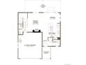 Layout of the home's first floor featuring a 2-car garage, great room, kitchen, dining area, powder room, and covered patio at 1362 Rock Cliff Ave, Erie, CO 80516