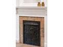 Close-up of an ornate fireplace with detailed carvings and decorative accents at 3071 W 38Th Ave, Denver, CO 80211