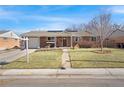 Traditional brick home with inviting front yard, featuring a manicured lawn and mature landscaping at 748 S Grape St, Denver, CO 80246