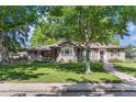 Charming single-story brick home with lush green lawn, mature trees, and inviting walkway at 801 S Steele St, Denver, CO 80209