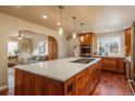 Bright kitchen with large island, stainless steel appliances, and hardwood floors at 4 Orchard Ln, Greenwood Village, CO 80121