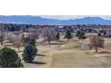 Scenic view of golf course surrounded by mature trees and blue mountains in the distance at 178 E 11Th Ave, Broomfield, CO 80020