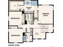 Upper level floor plan features three bedrooms, including an owner's suite, two bathrooms and a laundry room at 1281 Loraine N Cir, Lafayette, CO 80026