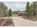 Single story home with a long driveway and well manicured landscaping at 19475 Stag Ln, Monument, CO 80132