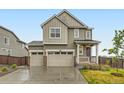 Inviting two-story home boasts a well-manicured lawn, attached two-car garage, and a welcoming front entrance at 14687 Eudora St, Thornton, CO 80602