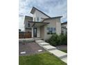 Modern two-story home with unique architecture, contemporary color palette and stylish front entry at 9715 Taylor River Cir, Littleton, CO 80125