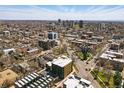 Stunning aerial view showcasing the city skyline and residential neighborhood, highlighting the prime location at 1601 Park Ave # 202, Denver, CO 80218