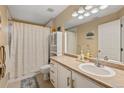 Well-maintained bathroom with a shower-tub combo, vanity, and ample storage space at 5800 Tower Rd # 610, Denver, CO 80249