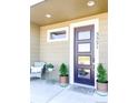 Inviting front entrance with modern door, stylish decor, and seating at 3521 Mykonos Dr, Castle Rock, CO 80109