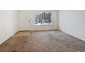Living room featuring neutral carpet, white walls, and a bright window view at 1885 S Quebec Way # A16, Denver, CO 80231