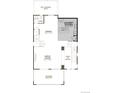 Floor plan showcasing a gourmet kitchen, dining area, great room and covered balcony on the second floor at 8511 Snake River St, Littleton, CO 80125