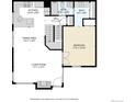 Floorplan showing the layout of the kitchen, bathrooms, bedroom, dining area and living room at 2685 S Dayton Way # 145, Denver, CO 80231