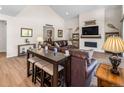 Inviting living room features a fireplace with TV, comfortable seating, and stylish decor at 4121 River Oaks St, Castle Rock, CO 80104