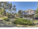 Expansive backyard with lush lawn, mature trees, covered patio, and space for outdoor entertaining at 5352 Pinyon Jay Rd, Parker, CO 80134