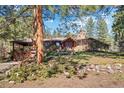 Charming home with stone accents, covered porch, mature trees, and a colorful front door at 9107 S Deer Creek Canyon Rd, Littleton, CO 80127
