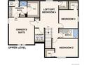 Upper level floor plan featuring Owner's Suite, three additional bedrooms, and laundry room at 14400 Heritage Dr, Mead, CO 80504