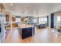 Spacious kitchen with a large island, stainless steel appliances, and an open-concept layout at 22077 E Rockinghorse Pkwy, Aurora, CO 80016
