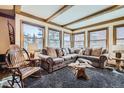 Inviting living room featuring large windows, a plush sofa, and rustic decor at 107 N Harris St # 111, Breckenridge, CO 80424