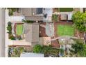 Aerial view showcasing the home with its yard, landscaping, outdoor seating, and surrounding neighborhood at 116 N Gilbert St, Castle Rock, CO 80104