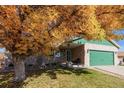 Brick ranch home with a green garage door and autumn leaves at 1040 S Fulton Ave, Fort Lupton, CO 80621