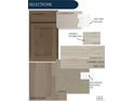 Selection image shows the options for cabinets, countertops, kitchen backsplash, and flooring for the home at 4125 N Duquesne Ct, Aurora, CO 80019